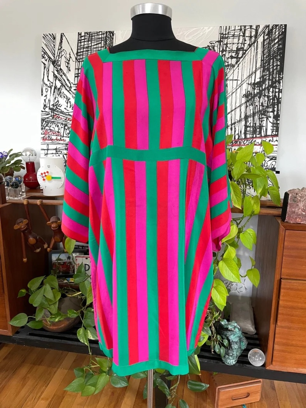 Oscar de la Renta 1960’s Silk Vintage Striped Dress Tunic